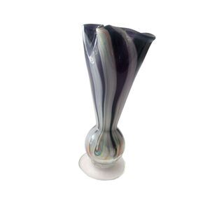 Hand Blown Art Class Vase Purple W/Multi Colors